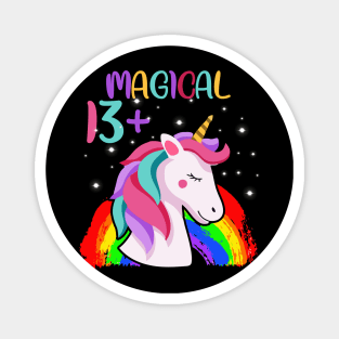 Unicorn Birthday Shirt 13 Years And Magical Girl Boy Gift Magnet